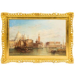 Antique Oil Painting Grand Canal Venice Alfred Pollentine, 1888