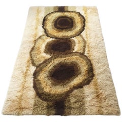 Extra Large Original Scandinavian High Pile Honey Rya Rug by Ege Taepper, 1960s