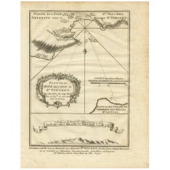 Antiker Druck der Bucht der Insel St. Vincent von Van Schley (1747), Druck