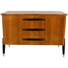 Swedish Chest of Drawers in Teak with Black Details, 1950s