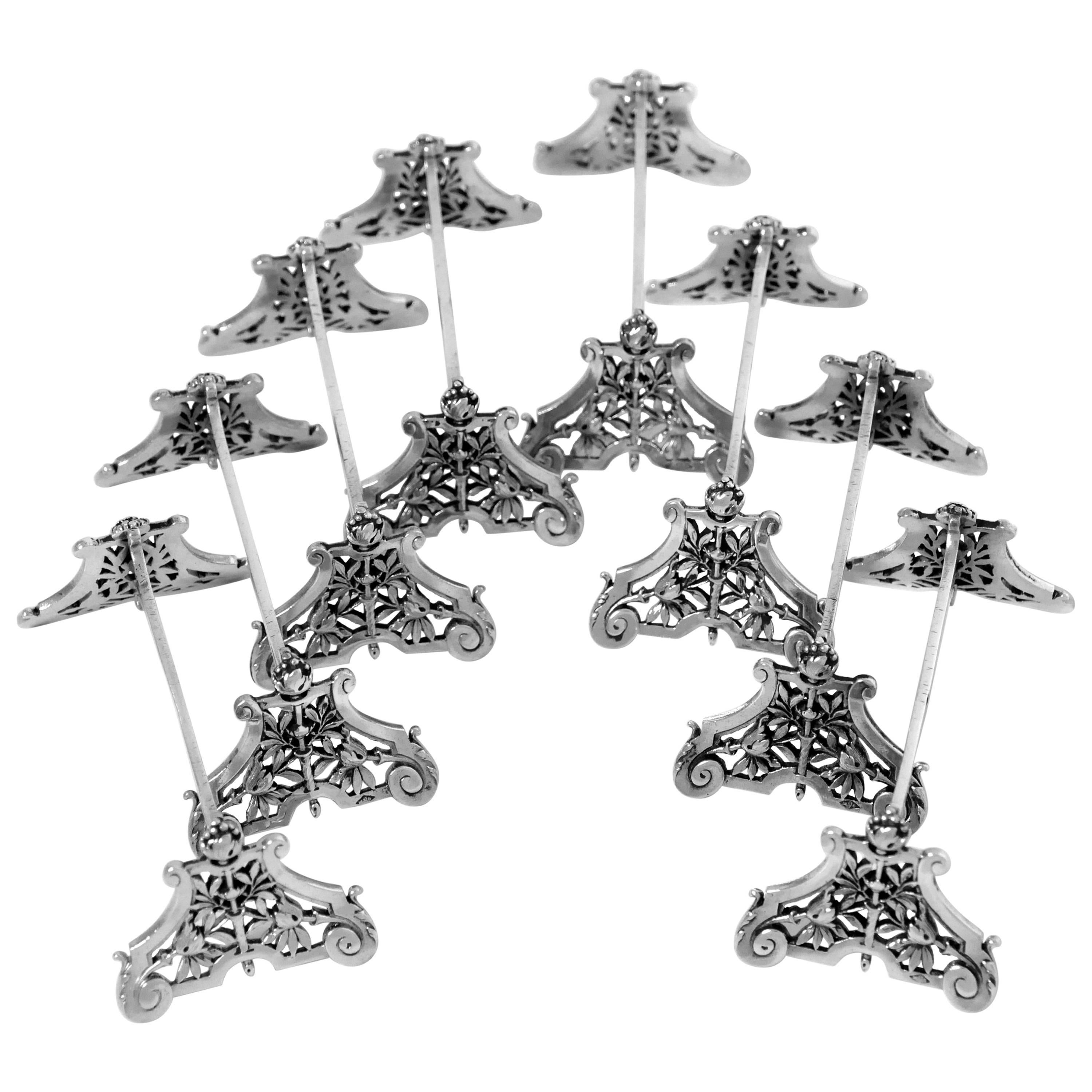 Guerchet Rare French All Sterling Silver Knife Rests Set Eight Pc, Neoclassical