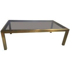 Vintage French Brass and Glass Coffee Table