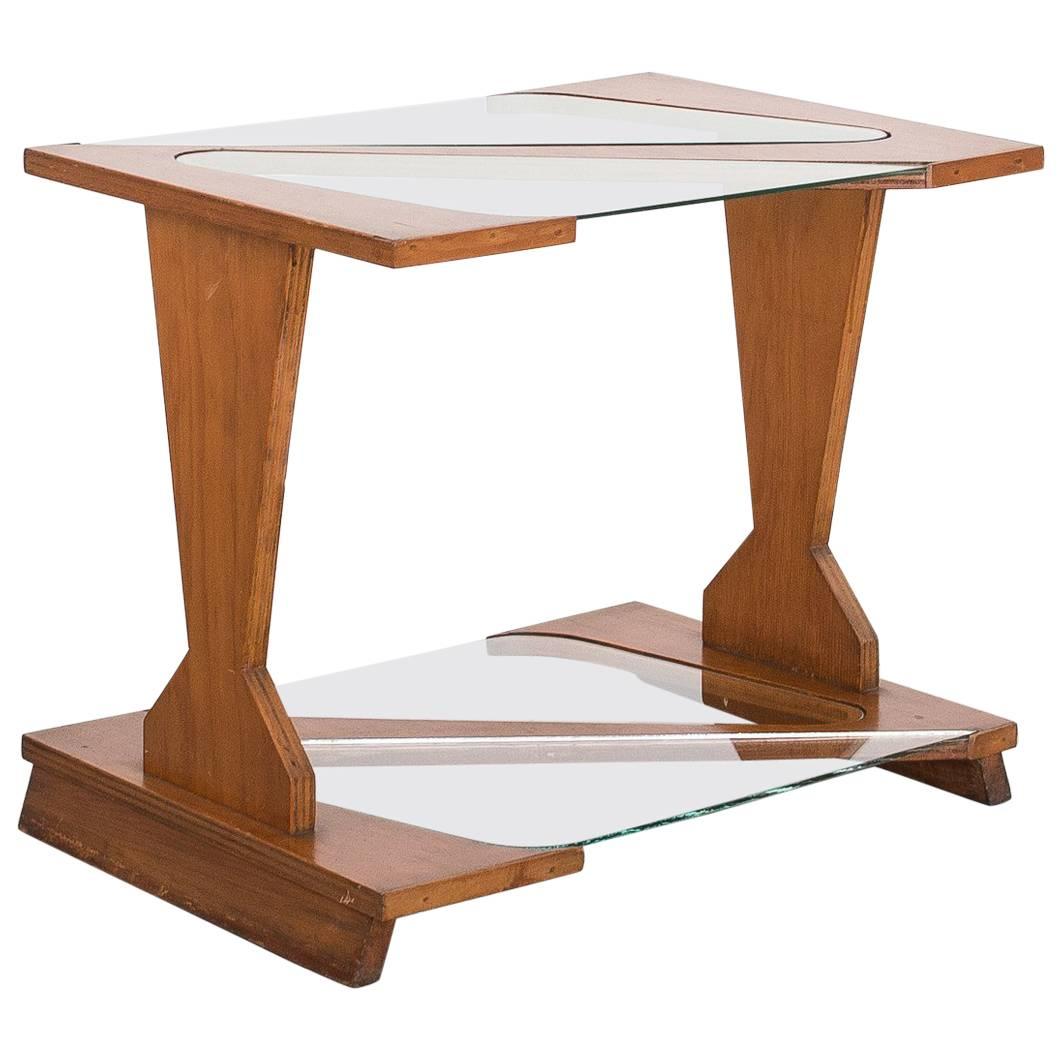 1950s "Z" Side Table in Plywood and Glass by José Zanine Caldas, Brazil Modern