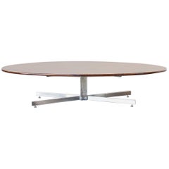  1960s Elliptical Coffee Table in Rosewood and Chrome by Jorge Zalszupin, Brazil
