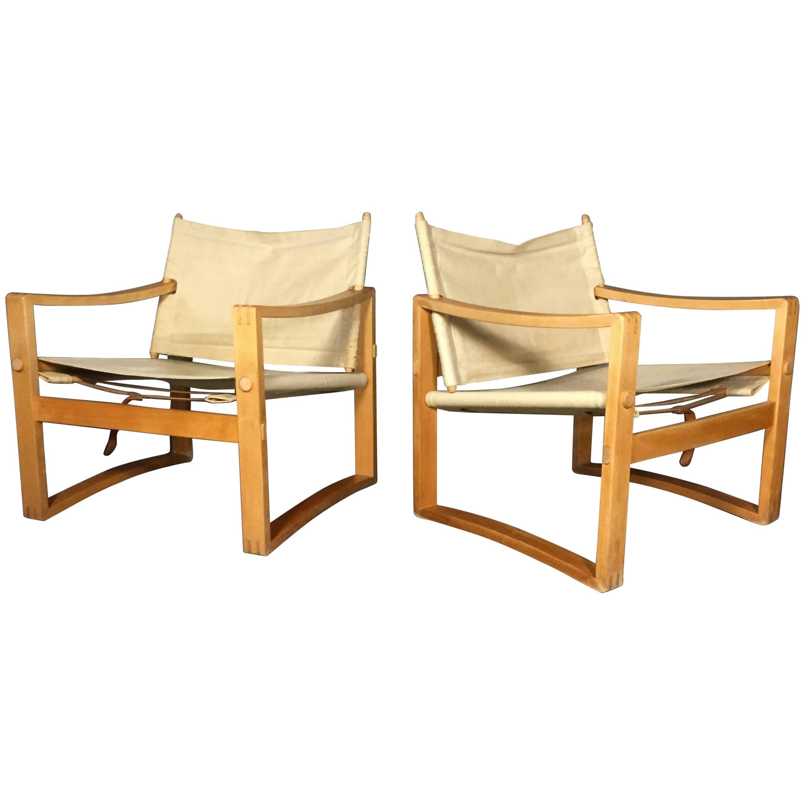 Pair of Børge Jensen & Sønner Safari Chairs, Denmark, 1960s