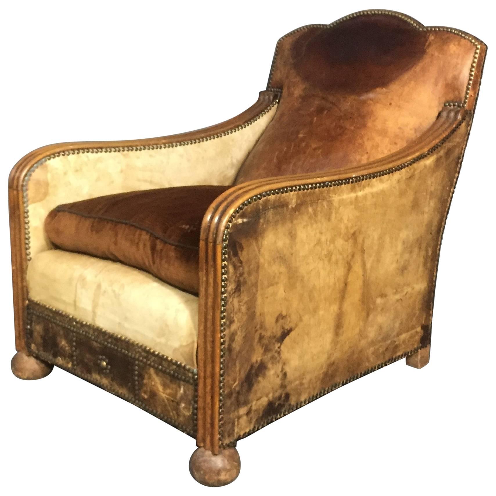 1930s Otto Schultz Attributed, Leather Club Chair, Sweden