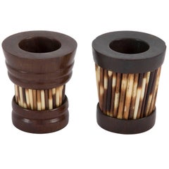 Pair of Anglo Indian Porcupine Quill Match Holder