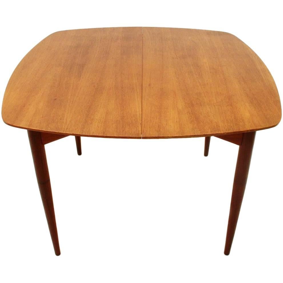 Italian Teak Extendable Dining Table with Brass Handle, 1950s
