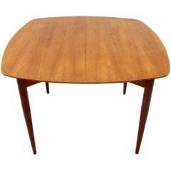 Italian Teak Extendable Dining Table with Brass Handle, 1950s