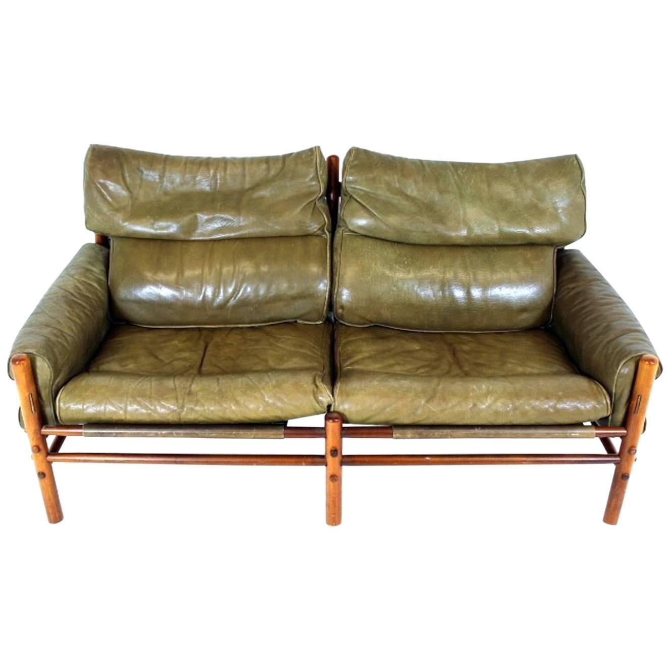 Two-Seat Leather Sofa Model Kontiki Designed by Arne Norell for Norell AB Sweden