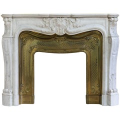 Antique Louis XV Style Carrara Marble Chimneypiece