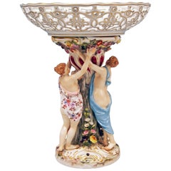 Meissen Centrepiece Fruit Bowl the Three Charities Sculptured Figurines