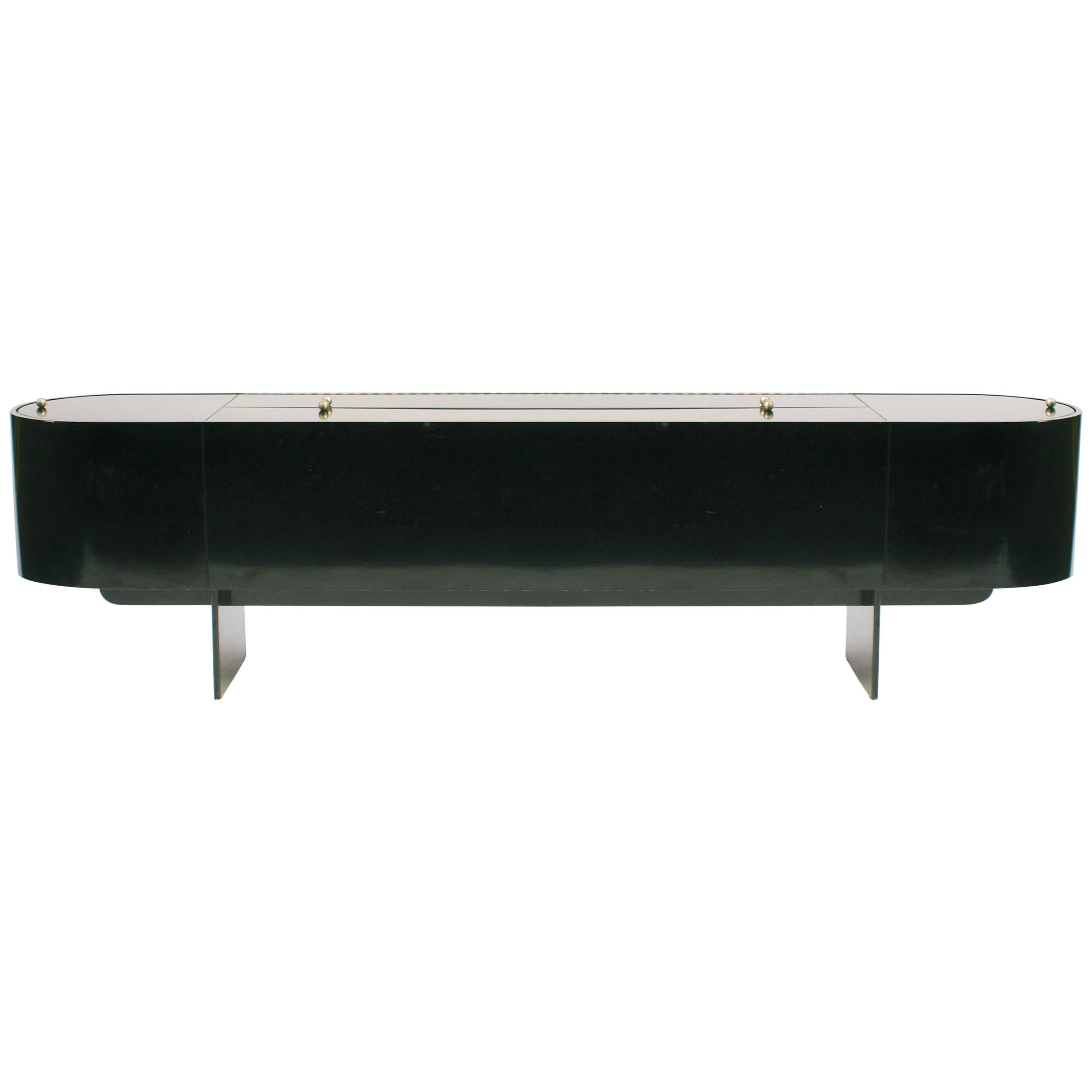 Luigi Saccardo Parentesi Black Lacquered Bar by Arrmet for Maison Jansen 1976