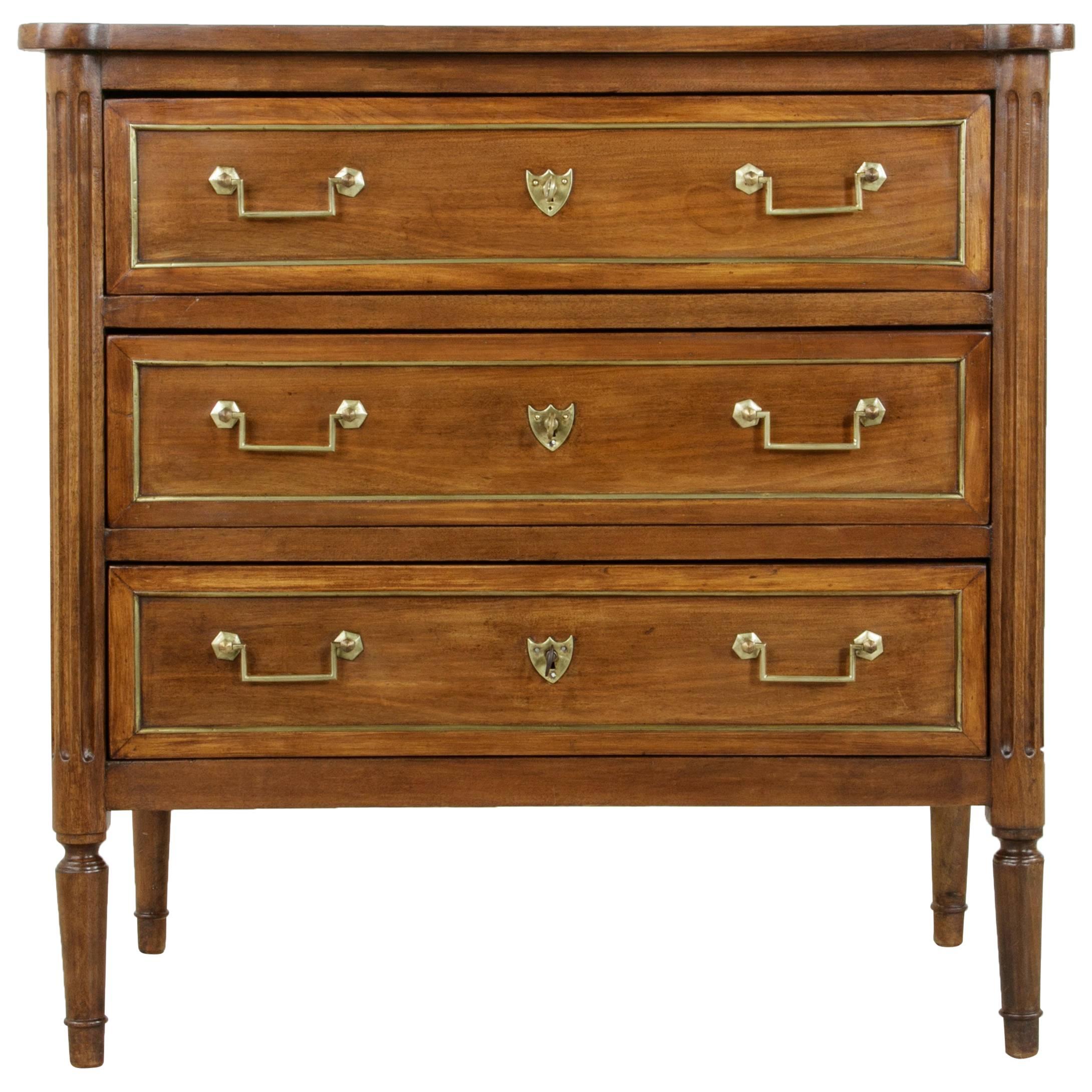 Late 18th Century French Louis XVI Period Walnut Commode, Chest, or Nightstand