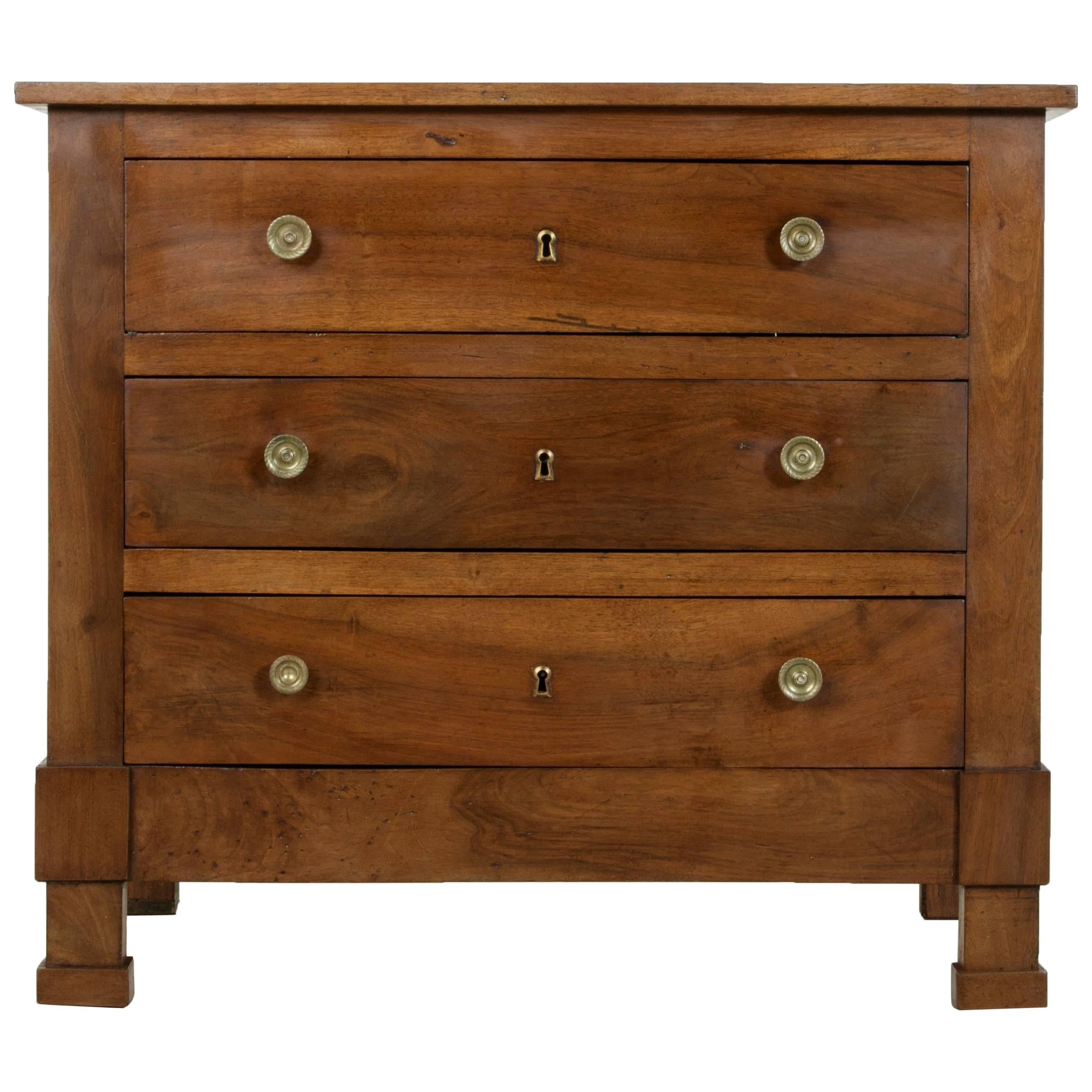 Late 19th Century Small Scale French Walnut Empire Commode, Chest, or Nightstand