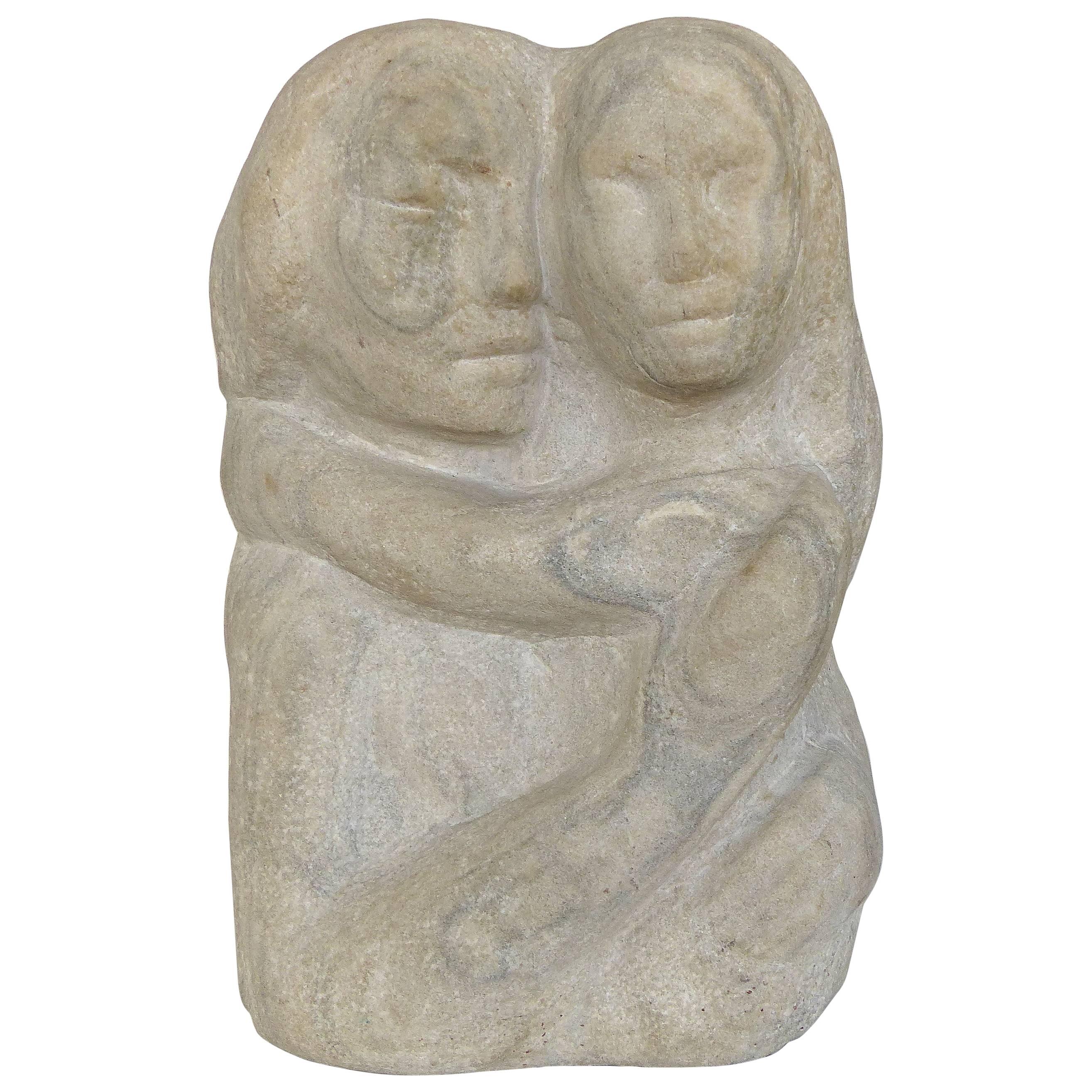 Midcentury Figurative Carved Limestone Sculpture by Florence Krieger, 1919-2011