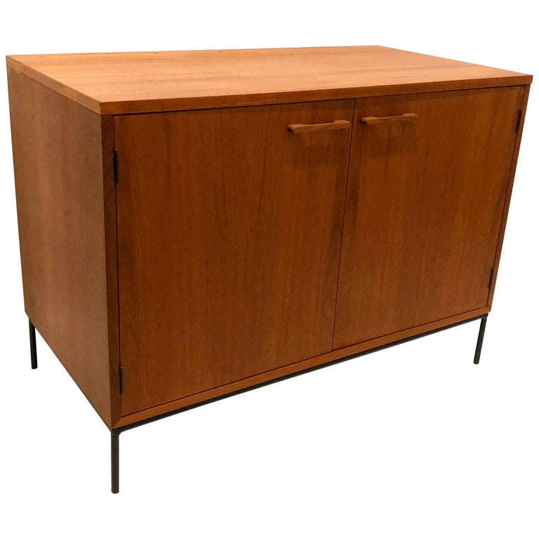 Danish Modern Teak Mini Stereo with Iron Base Lift Top or