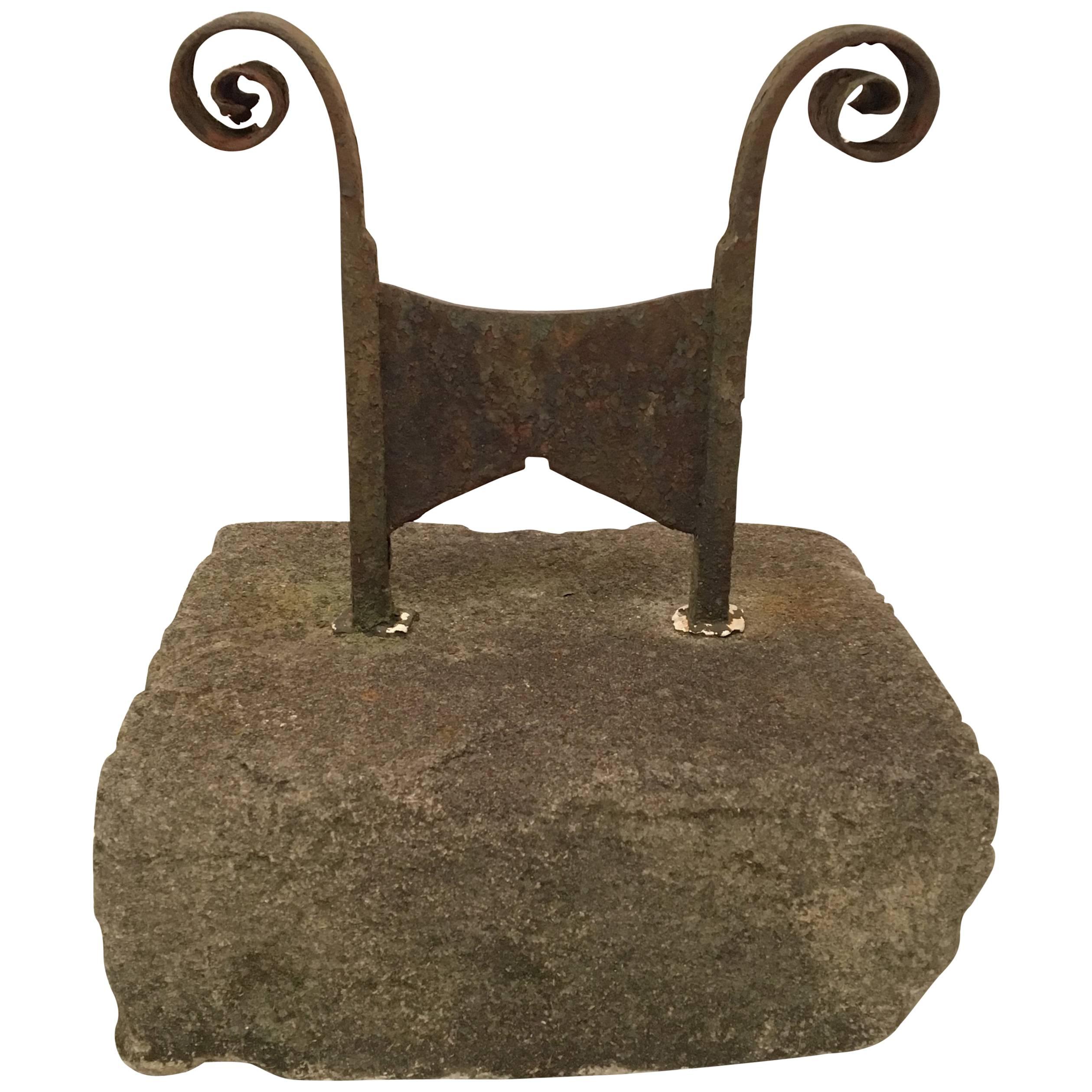 18th Century Iron Boot Scraper Set in Limestone 