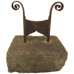 Antique 18th Century Iron Boot Scraper Set in Limestone 