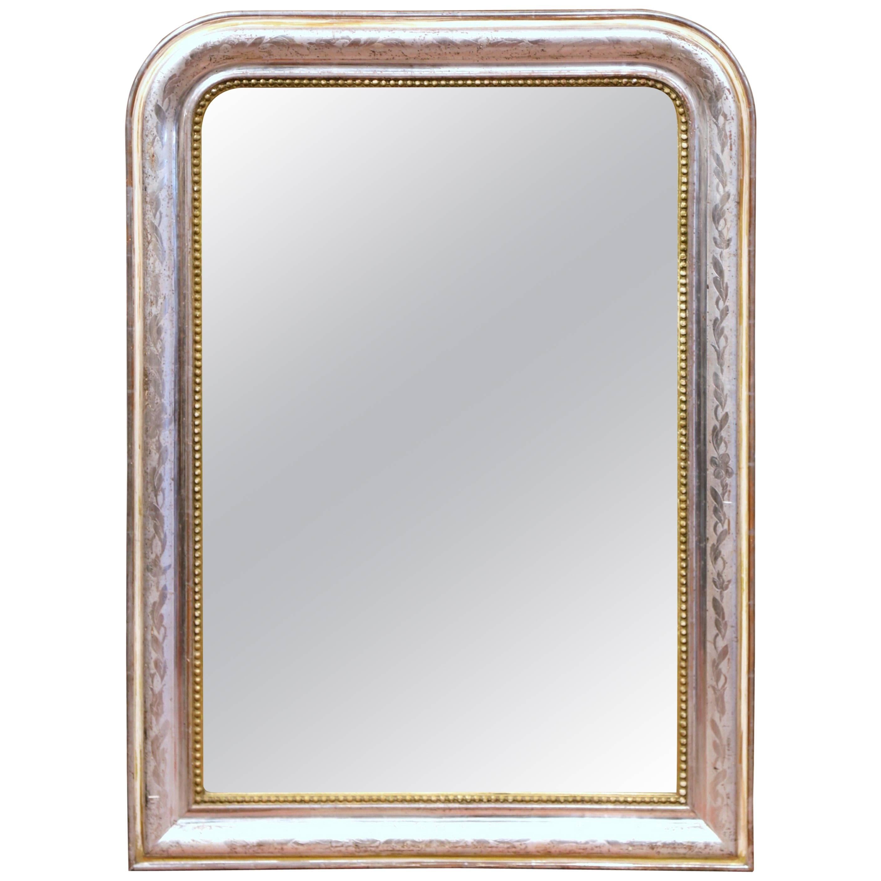 19th Century French Louis Philippe Two-Tone Silver Leaf and Gold Leaf Mirror
