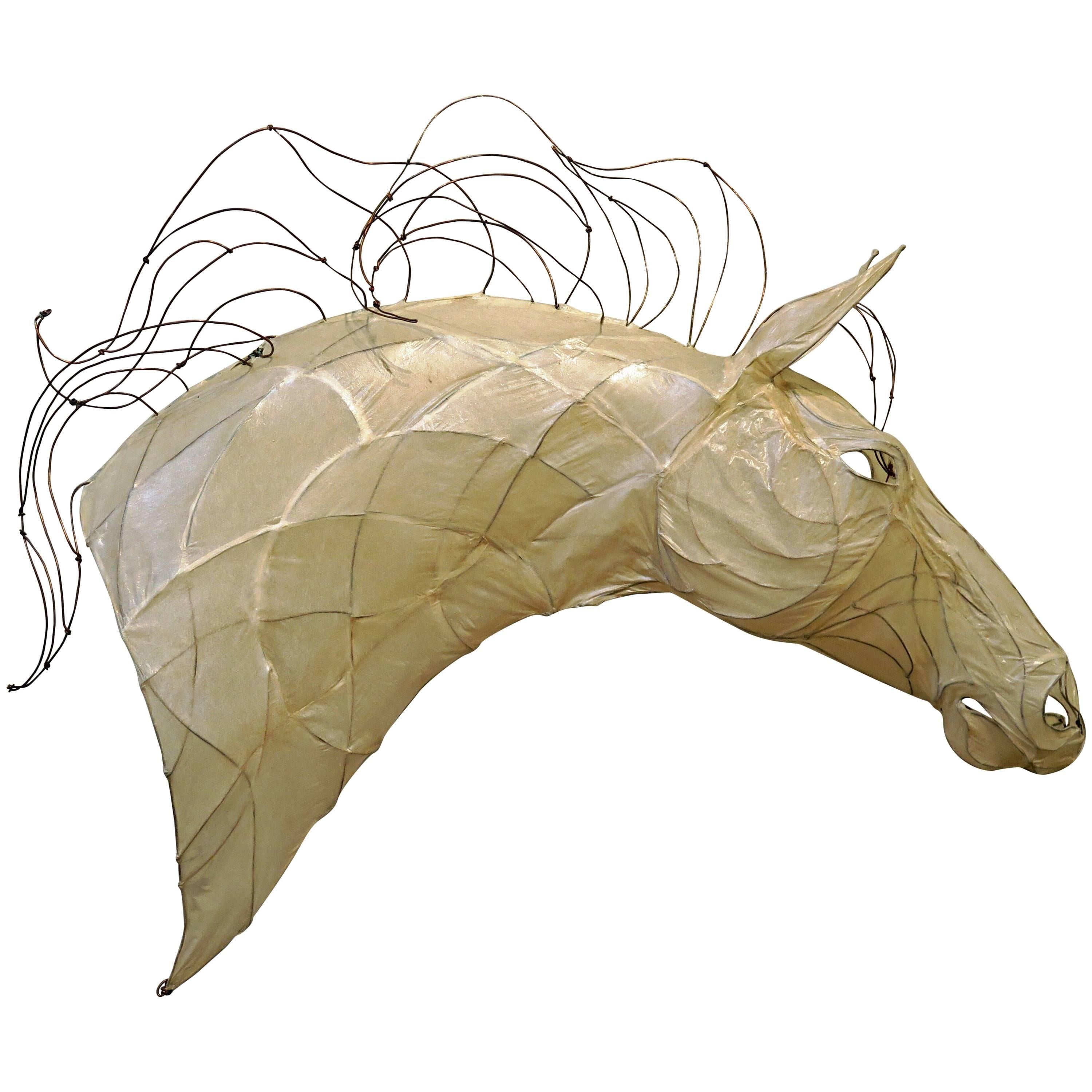 21st Century Wire and Glazed Paper Horse Head Sculpture by Kris Mongene