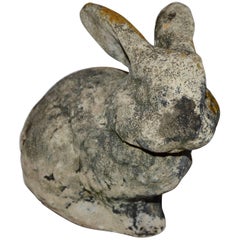 Midcentury Concrete Bunny Rabbit Garden Decor Statue