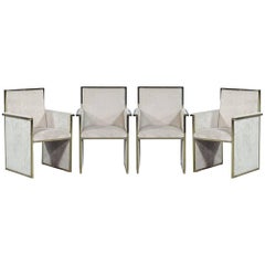 Set of Four Vintage Brass and Velvet Armchairs Set of Four Vintage Brass and Velvet Armchairs