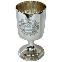 Antique English George III Heavy Sterling Armorial Goblet, T. Robins, London