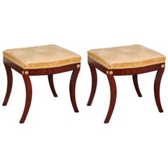 Pair of Early 19th Century Swedish Empire Mahogany Stools