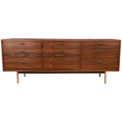 Harvey Probber Style Large Nine-Drawer Rosewood Dresser
