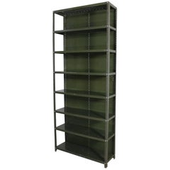 Industrial Steel Bookcase Shelving Unit Original Paint with Great Patina