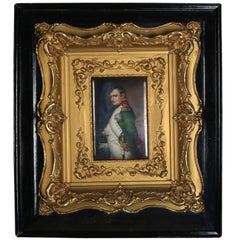 Antique KPM School Painted Porcelain Plaque Portrait of Napoleon, 19th Century