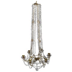 French Victorian Gilt and Cut Crystal Six-Light Draping Chandelier, circa 1900