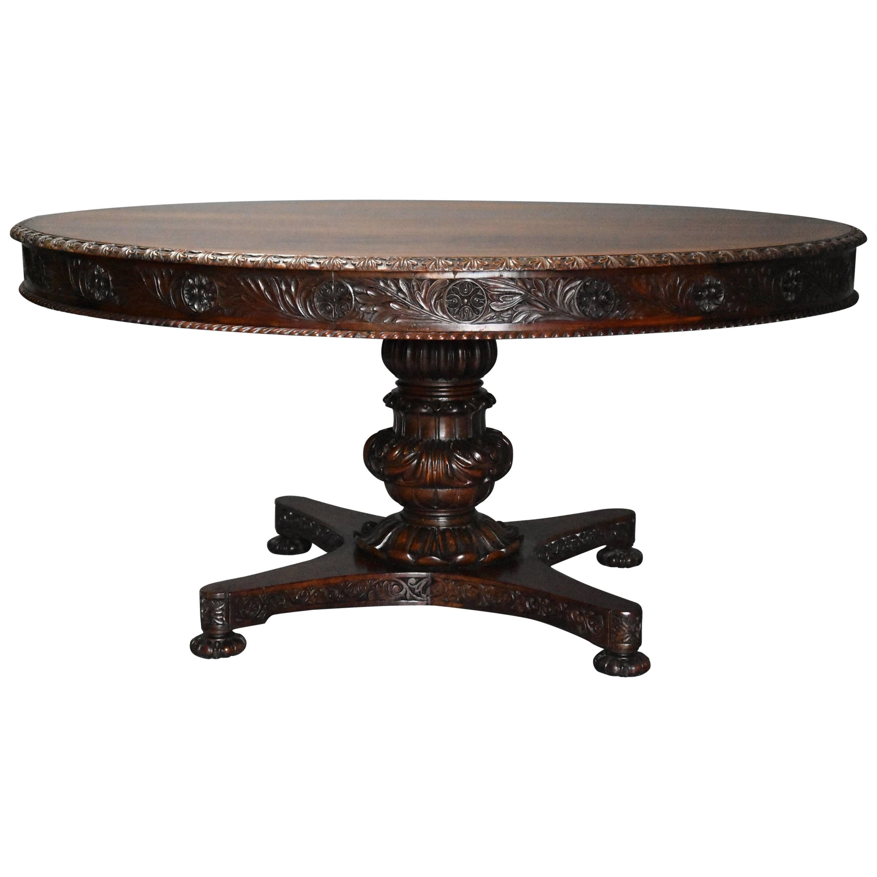 Mid-19th Century Large Anglo-Indian Padouk Circular Centre Table
