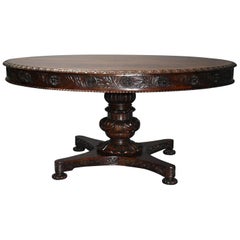 Mid-19th Century Large Anglo-Indian Padouk Circular Centre Table
