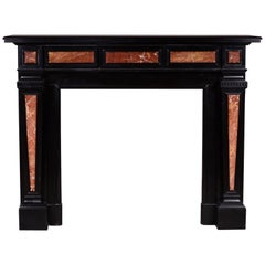 Antique Napoleon III style fireplace in Belgian Black marble and Breche Sanguine