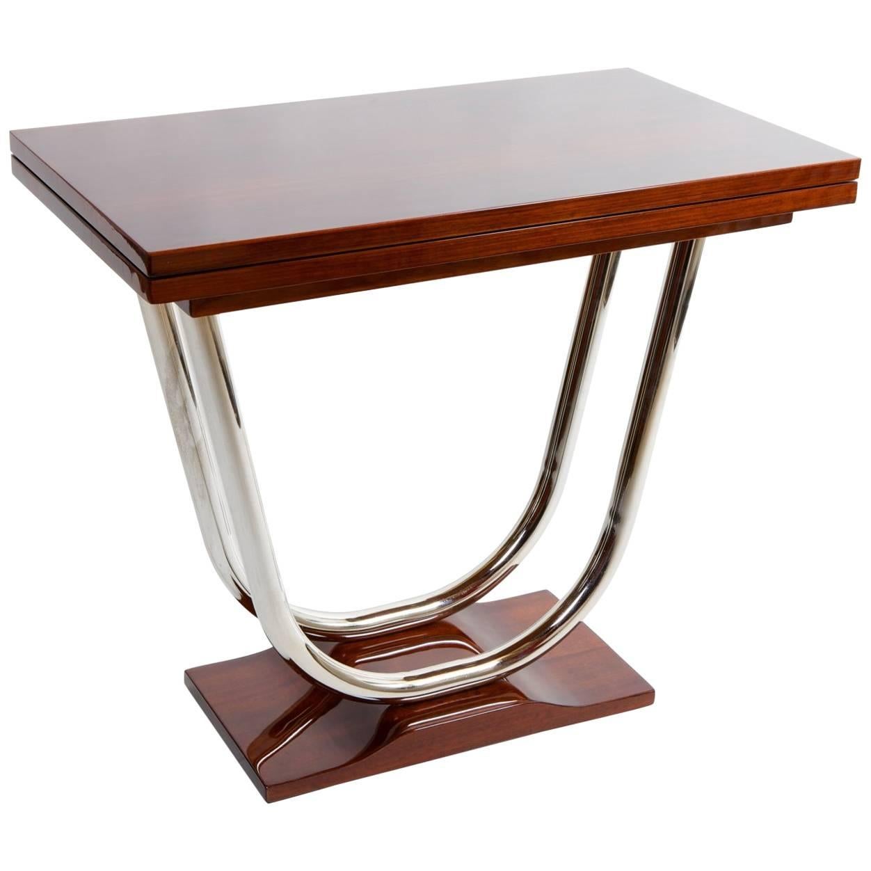 Unique extendable ArtDeco Coffee Table, Chrome and Palisander, Period: 1920-1929
