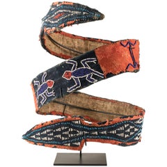 Vintage Beaded Double Headed Snake Belt, Cameroon Grasslands
