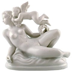 Harald Salomon for Rörstrand/, White Glazed Art Deco Naked Figure of a Woman