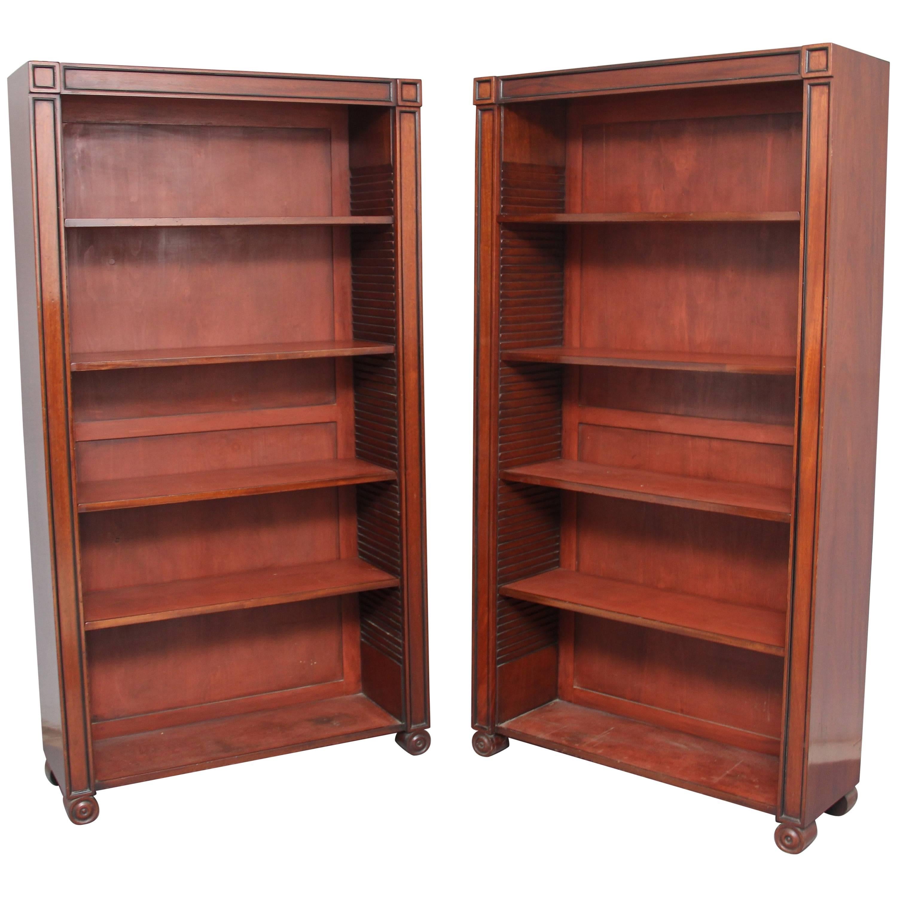 Pair of Regency Style Mahogany Open Bookcase's For Sale