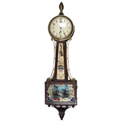 Paysage marin de style fédéral & Horloge patriotique en acajou par J. E. Caldwell & Co.