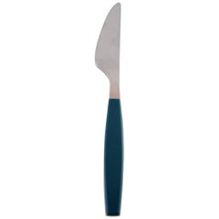 19 Dinner Knifes Henning Koppel, Strata Cutlery Stainless Steel, Green Plastic
