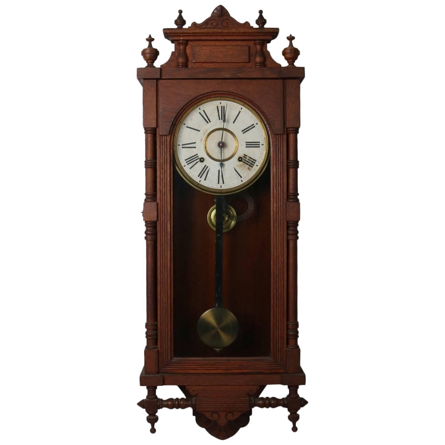 Ansonia Oak "Queen Elizabeth" Time & Strike Regulator Clock, 19th Century