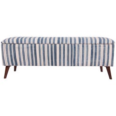 Bench, Upholstered with an Early 20th Century Mazandaran Indigo Jajim