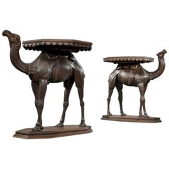 Exotic pair of antique camel tables