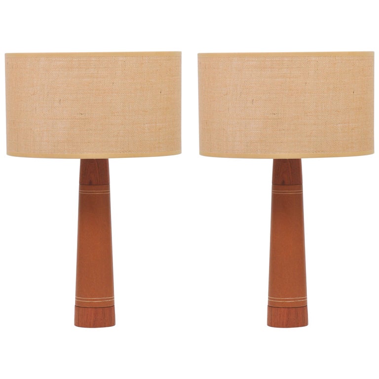 Pair Of 1960s Teak And Stitched Faux Leather Lamps At 1stdibs Pair Of 1960s Teak And Stitched Faux Leather Lamps For
