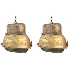 Pair of Two Industrial Pendant Lights