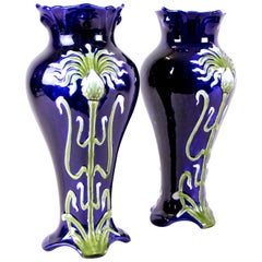 Antique Pair of Art Nouveau Vases by J. Bernard De Bruyne, France circa 1900