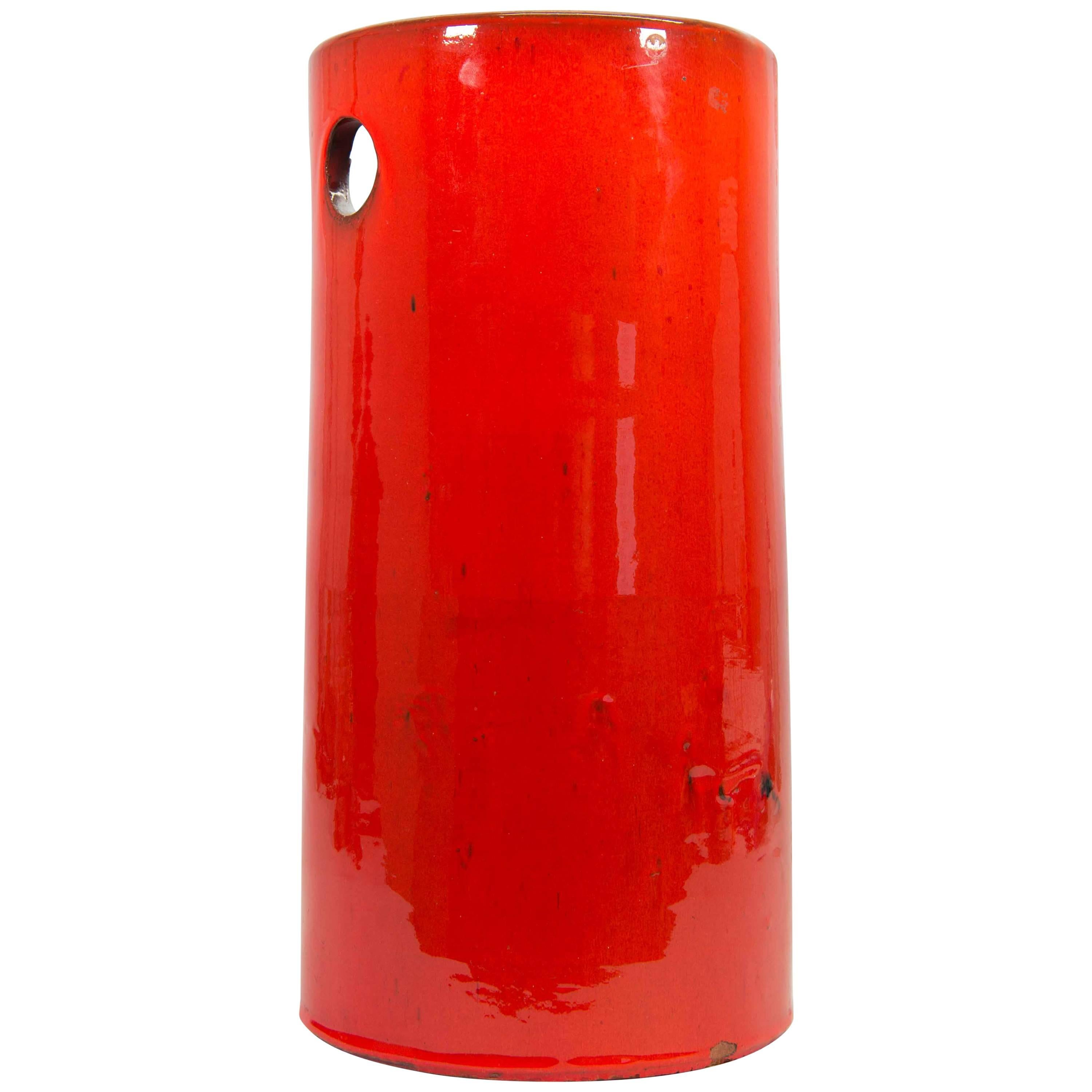 Amphora Perignem Umbrella Stand in Red Glazed Ceramic