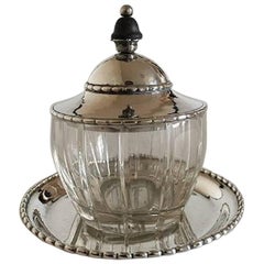 Grann & Langley Lid with Crystal Jar on a Georg Jensen Sterling Silver Tray #209